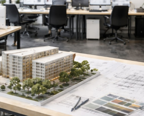 Multi-location commercial architect franchise design rendering