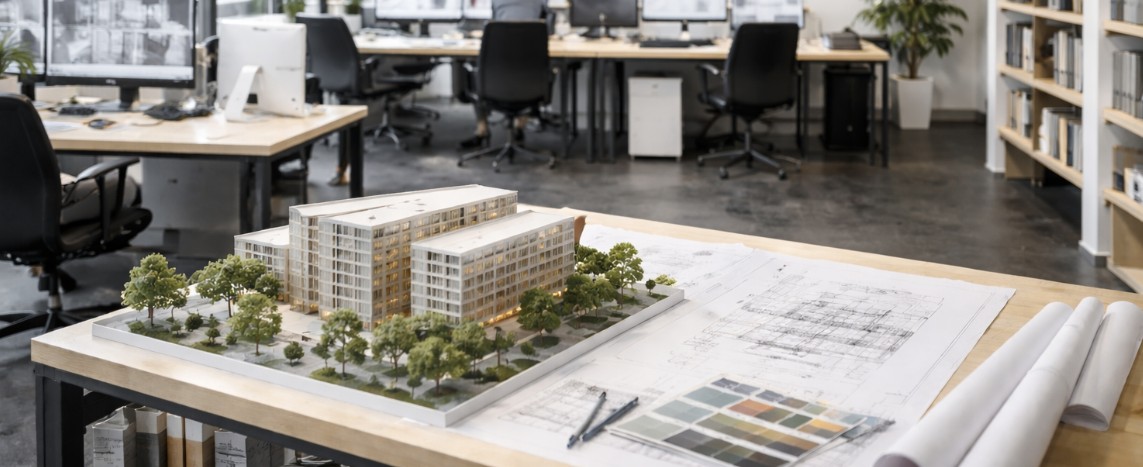 Multi-location commercial architect franchise design rendering