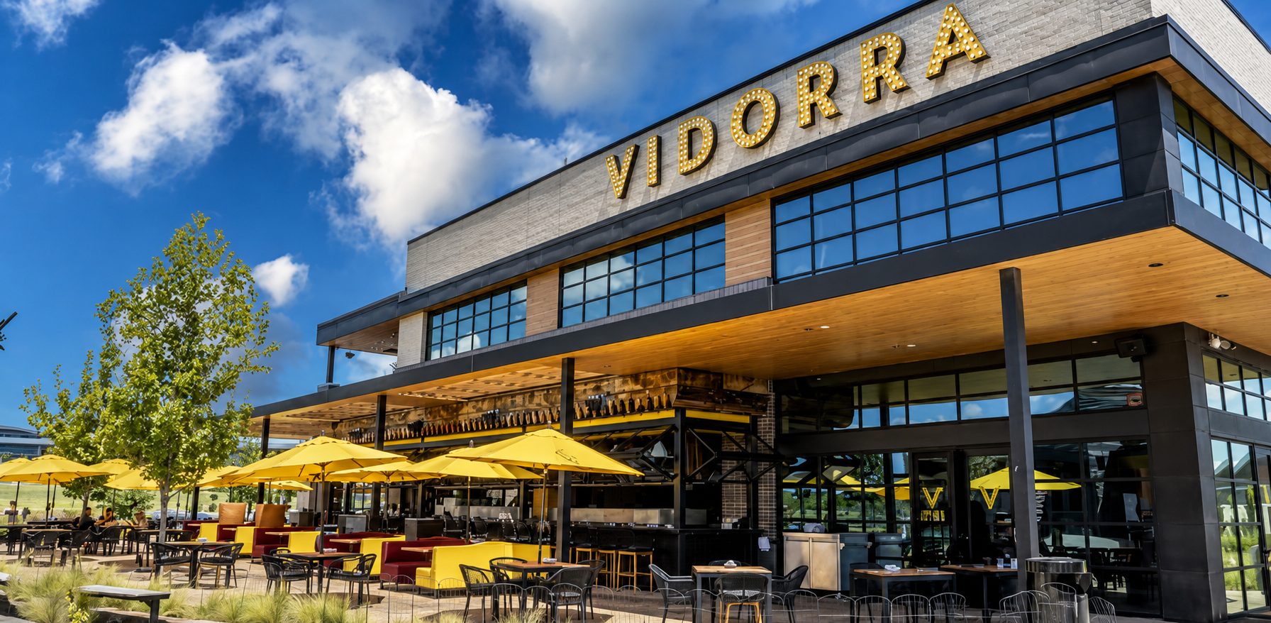 Vidorra restaurant exterior, Grand Prairie TX, designed by Archiphy